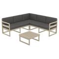 2 Piece Taupe Patio Sectional Lounge Set with Charcoal Sunbrella Cushion 78.75