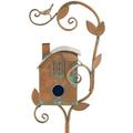 Doolland Metal Bird House with Pole Copper Cottage Bird House Stakes Large Bird Houses for Courtyard Backyard Patio Outdoor Garden Decor Resting Place for Birds Hummingbird House (Farmhouse)