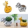 2 Pcs Zebra & Giraffe Shape Succulent Flower Pot Flowerpot Holder Garden Planter Flowers Container Home Patio Decor Ornament