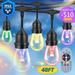 Color Changing Outdoor String Lights 48FT Weatherproof Fmixtown LED RGB 12V Music Remote for Patio Garden Party Backyard String Lights Outside