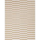 Unique Loom Striped Indoor/Outdoor Striped Rug Taupe/Ivory 9 x 12 Rectangle Geometric Contemporary Perfect For Patio Deck Garage Entryway