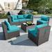 Gotland 7 Piece Outdoor Patio Furniture Sets Outdoor Furniture Patio Sectional Sofa All Weather Woven