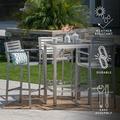 GDF Studio Crested Bay Outdoor Aluminum Bar Set Gray with Wicker Top