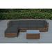 Ohana 6 Piece Outdoor Wicker Patio Furniture Sectional Conversation Set - Mixed Brown Wicker