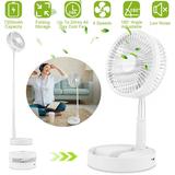 iMountek Portable Folding Desk Table Fan Quiet USB Rechargeable Telescopic Standing Floor Fan With 4 Speeds Adjustable Height 180Â° Tilting Angle for Office Home Outdoor Camping Travel White