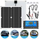 JTWEEN 2Pcs Solar Panel Kit 130/260W Solar Charger with Dual USB Ports IP65 Waterproof 12/24V Battery Power Bank Charger Board Durable Solar Cell Phone Charging Panel for Camping Hiking