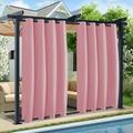 DONGPAI Outdoor Curtain for Patio Waterproof 52 x 96 Inch Windproof Thermal Insulated Top and Bottom Grommets Blackout Outdoor Drape for Porch/Gazebo 1 Panel Pink