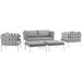 Modern Contemporary Urban Design Outdoor Patio Balcony Five PCS Sectional Sofa Set Grey White Gray Rattan