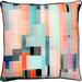 Signature Home Collection 22 Pink and Blue Striped Square Outdoor Patio Throw Pillow