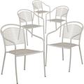 Flash Furniture 5 Pack Indoor-Outdoor Steel Patio Arm Chair with Round Back Light Gray