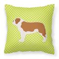 Carolines Treasures BB3876PW1818 Saint Bernard Checkerboard Green Fabric Decorative Pillow