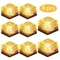 Solar Brick Lights Ice Cube Light Lamp Frosted 2.8x2.8 Size LED Landscape Light Buried Light Square Cube for Outdoor Night Lamp Garden Courtyard Pathway Festival Decoration (8 Pack Warm White)