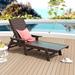 GARDEN Plastic Outdoor Chaise Lounge Chair with Adjustable Backrest Dark Brown