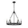 6 Light Chandelier in Linear Style 25 inches Wide By 24 inches High-Matte Black Finish Bailey Street Home 372-Bel-4185786