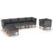 Anself 7 Piece Garden Conversation Set Cushioned 2 Corner and 2 Middle Sofa with Single Sofa 2 Footstool Gray Poly Rattan Sectional Outdoor Furniture Set for Patio Backyard Patio Balcony