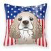 Carolines Treasures BB2146PW1414 American Flag and Cocker Spaniel Fabric Decorative Pillow 14Hx14W multicolor