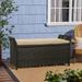 Iwicker Outdoor Wicker Storage Bench Deck Box with Cushions Beige