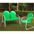 Crosley Furniture Griffith 2 Piece Metal Outdoor Conversation Seating Set - Loveseat and Chair in Grasshopper Green Finish