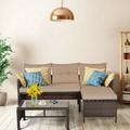 3 Piece Patio Wicker Rattan Sofa Set