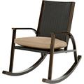 Hanover Traditions Rocking Chair Aluminum Frame Wicker Back Comfortable Plush Cushion Rust-Resistant - TRADWBRKR-TAN