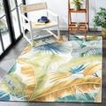 SAFAVIEH Outdoor BAR520C Barbados Collection Gold / Green Rug