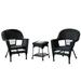 Afuera Living 3 Piece Wicker Outdoor Garden Set in Black without Cushions