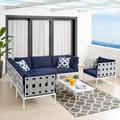 Modway Harmony 7-Piece SunbrellaÂ® Outdoor Patio Aluminum Sectional Sofa Set in Gray Navy