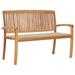 vidaXL Outdoor Patio Bench Stacking Patio Bench with Cushion Solid Wood Teak