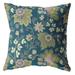 HomeRoots 412805 16 in. Teal & Green Jacobean Indoor & Outdoor Zippered Throw Pillow