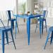 Merrick Lane Bar Height Patio Dining Table with Blue Metal Frame and 31.5 Square Top