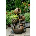 Multi Pots Outdoor Water Fountain With Flower Pot