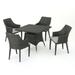 GDF Studio Leeward Outdoor Wicker 5 Piece Dining Set with Cushion Gray and Light Gray