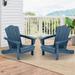 2 Pieces Outdoor Patio Plastic Folding Adirondack Chair Set Navy Blue