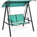 Costway Outdoor 2-Seat Swing Loveseat Canopy Hanging Swing Turquoise