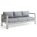 Afuera Living Aluminum Patio Sofa in Silver Gray