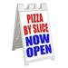 Pizza By Slice Now Open (24 X 36 ) Standard A-Frame Signicade Includes Decal Applied To Stand