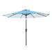 Pure Garden 9ft Striped Patio Umbrella with Push Button Tilt Blue and White