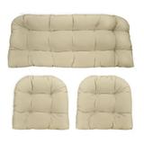 RSH DÃ©cor Indoor Outdoor 3 Piece Tufted Wicker Cushion Set Large Ivory