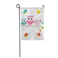 LADDKE Colorful Owls on Branch Birds Cartoon Collection Cute Garden Flag Decorative Flag House Banner 12x18 inch