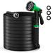 Garden Hose 5/8 in. x 100 FT Durable Water Hoses Fabric Covered NON-EXPANDABLE Water Hose with Spray Nozzle with 10 Function Hose Nozzle for Watering Cleaning