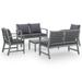 Dcenta 5 Piece Outdoor Conversation Set Dark Gray Cushioned 2 Bench and 3 Armchairs with Coffee Table Sectional Outdoor Furniture Set for Patio Backyard Terrace