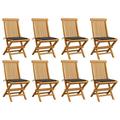 Dcenta Set of 8 Wooden Garden Chairs with Cushion Teak Wood Foldable Outdoor Dining Chair for Patio Balcony Backyard Outdoor Indoor Furniture 18.5in x 23.6in x 35in
