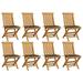 Dcenta Set of 8 Wooden Garden Chairs with Cushion Teak Wood Foldable Outdoor Dining Chair for Patio Balcony Backyard Outdoor Indoor Furniture 18.5in x 23.6in x 35in