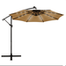 LeisureMod Willry 10 Outdoor Offset Cantilever Hanging Modern Patio Umbrella With Solar Powered LED & Crank Lift in Beige