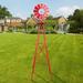 OverPatio 8Ft Tall Windmill Ornamental Wind Wheel Red Garden Weather Vane