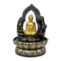 Tabletop Fountain LED Lights Water Waterfall Resin Buddha Statue Sculpture