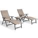 Pellebant Set of 3 Outdoor Chaise Lounge & Table Set Aluminum Patio Folding Chairs Espresso