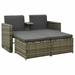 Dcenta Set of 3 Patio Lounge Set Cushioned 2-Seater Sofa with 2 Footrest Gray Poly Rattan Steel Frame Sectional Outdoor Conversation Set for Patio Backyard Balcony