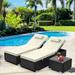 Segmart Outdoor Patio Lounge Furniture Set 3 Pieces Adjustable Wicker Chaise Chairs with 2 Pillows Poolside Folding Chaise Lounge Set with Cushions and Coffee Table SS2117