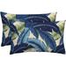 RSH DÃ©cor Indoor Outdoor Set of 2 Lumbar Pillow Weather Resistant 20 x 12 Swaying Palms Blue Escape